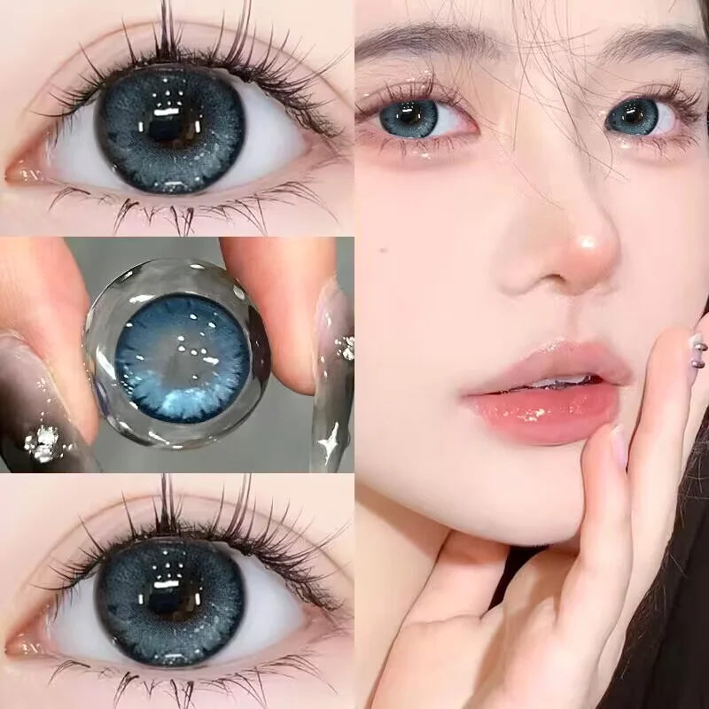 1 Pair Colored Contact Lenses with Diopters – Natural Blue and Green