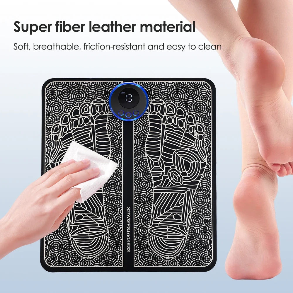 Rechargeable Foot Massage Mat with EMS & TENS – 6 Modes, 9 Intensities