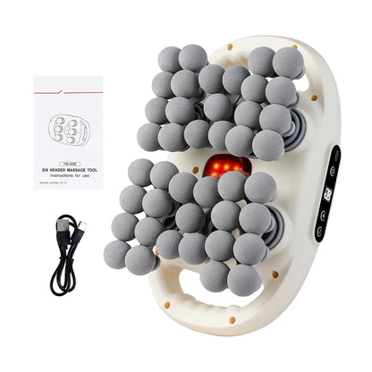 Deep Tissue Massage Gun with 42 Heads, Red Light Heat & Dual Handles - 9 Modes & Intensities