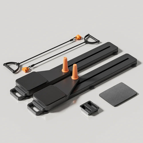 Core and Leg Workout Board with Resistance Bands, Knee Pads & Silent Rollers - 3-in-1 Ab Machine and Ski Trainer