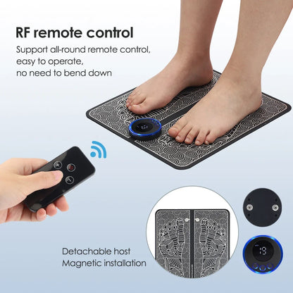 Rechargeable Foot Massage Mat with EMS & TENS – 6 Modes, 9 Intensities