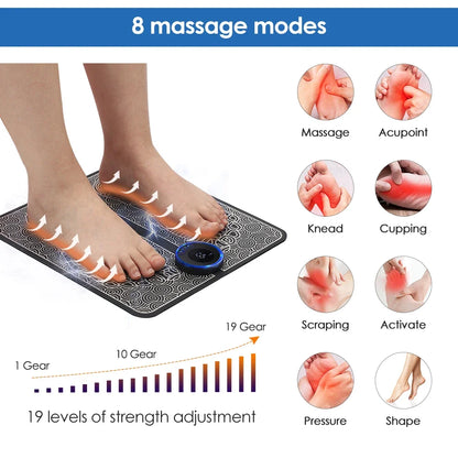 Rechargeable Foot and Leg Stimulator Mat with Remote – 8 Modes, 19 Intensities