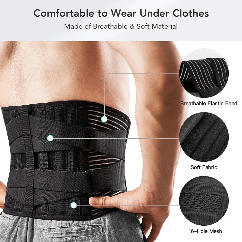 Breathable Lumbar Support Belt with 360° Stability and Memory Foam