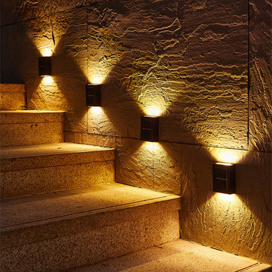 Solar-Powered LED Wall Lights for Outdoor Gardens, Patios, and Driveways