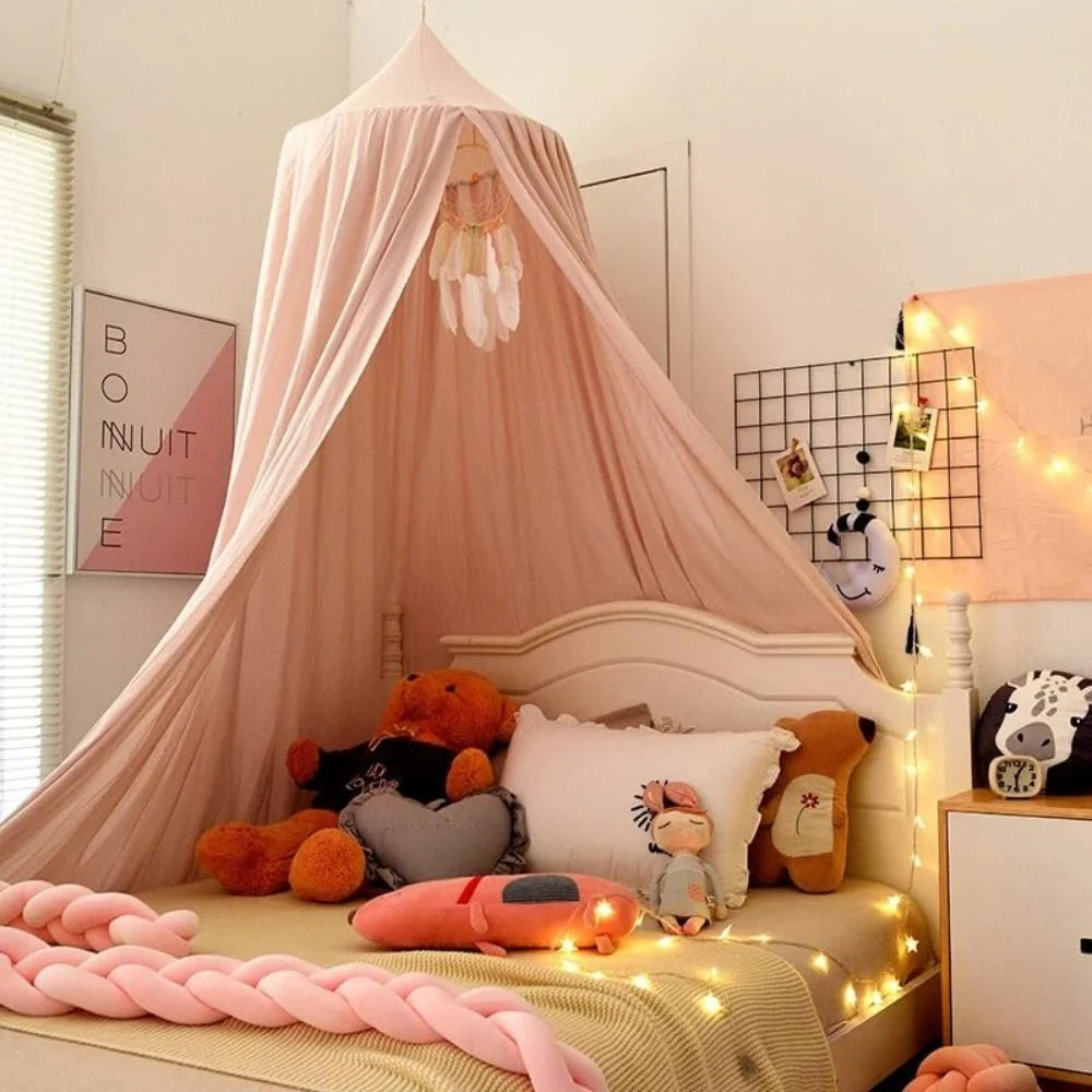 Bed Canopy Breathable Polyester-Cotton Ceiling Mount Kit Included