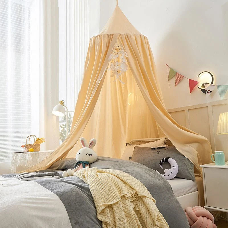 Bed Canopy Breathable Polyester-Cotton Ceiling Mount Kit Included