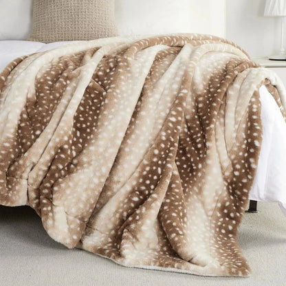 Blanket Faux Fur Reversible Deer Pattern