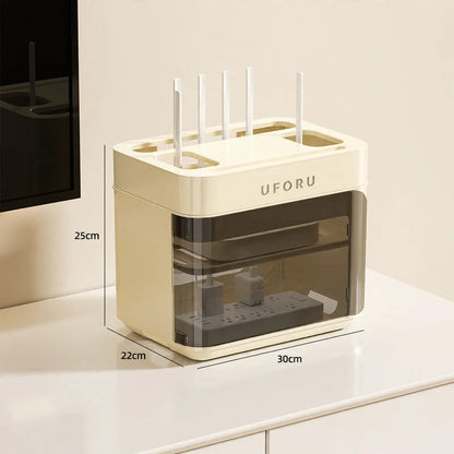 Cable Organizer Box Two-Layer Rolling Holds 12+ Cables