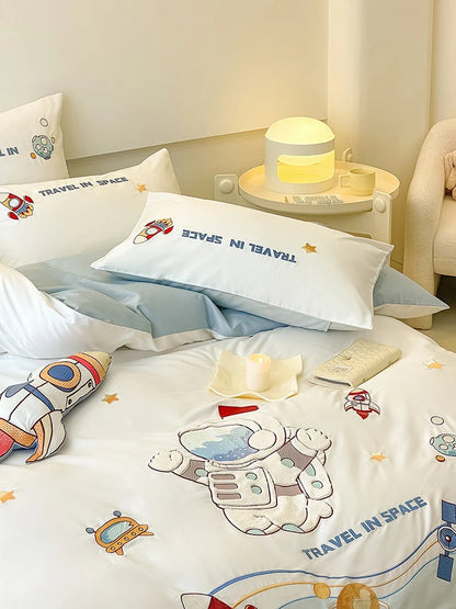 Children's Bedding Set Reversible Space Design Cotton Blend