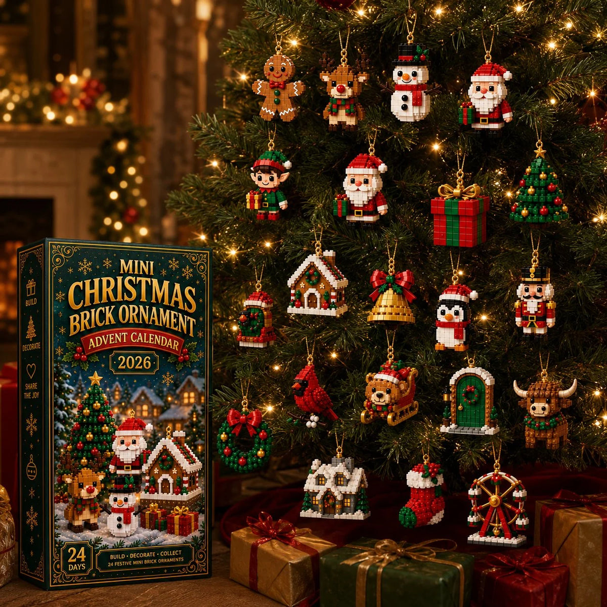 Christmas Advent Calendar 24 Mini Building Sets Hanging Loops