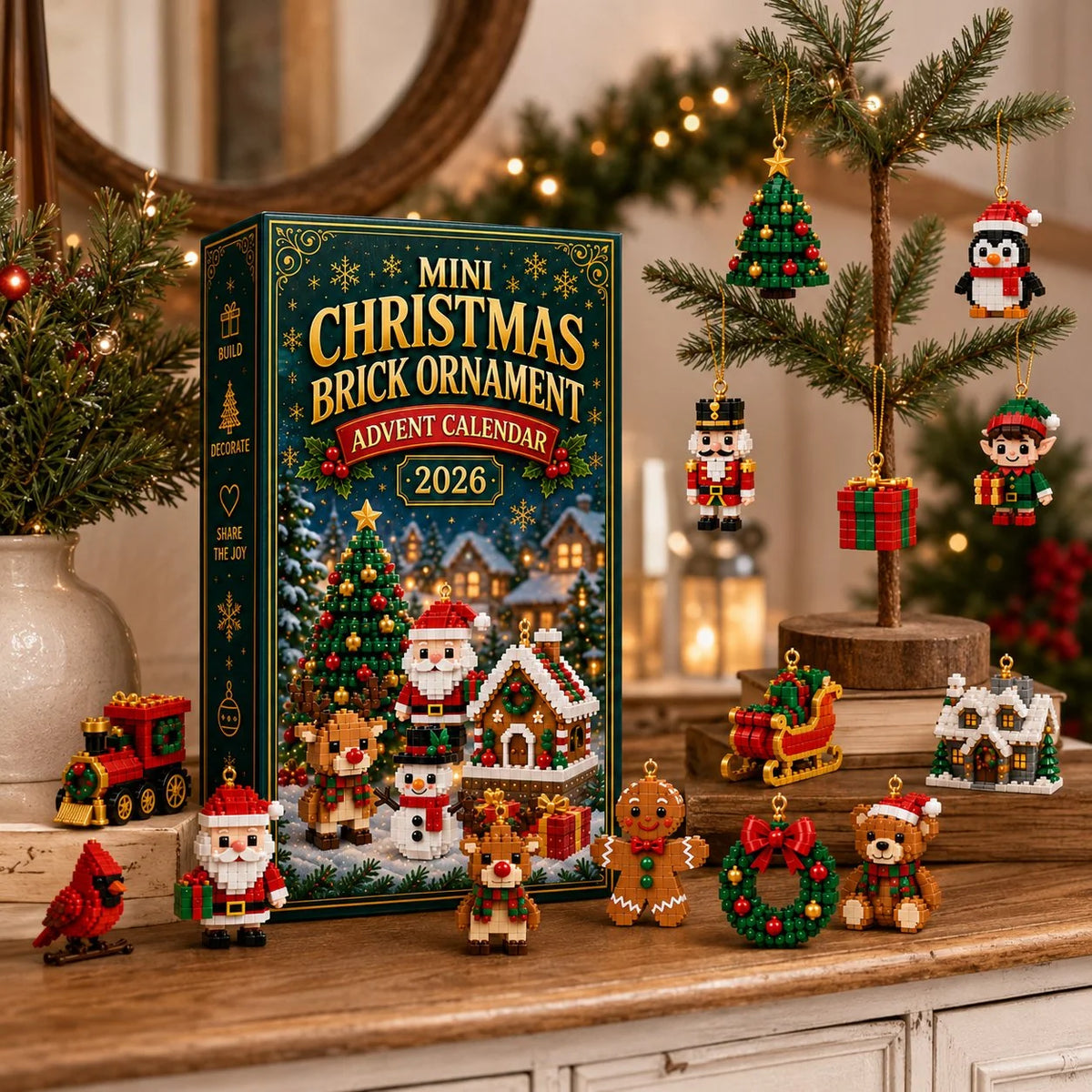 Christmas Advent Calendar 24 Mini Building Sets Hanging Loops
