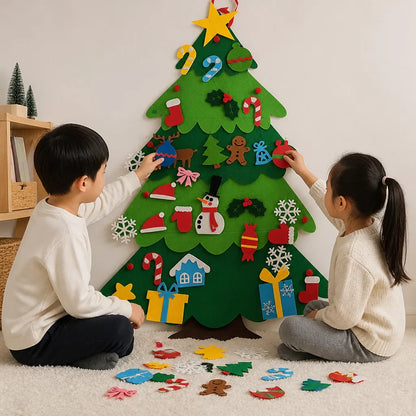 Christmas Tree Decorating Set Felt Repositionable 32-Piece