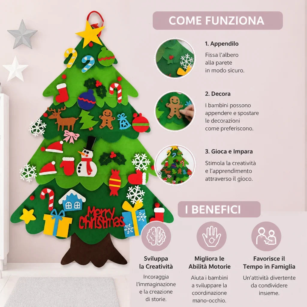 Christmas Tree Decorating Set Felt Repositionable 32-Piece