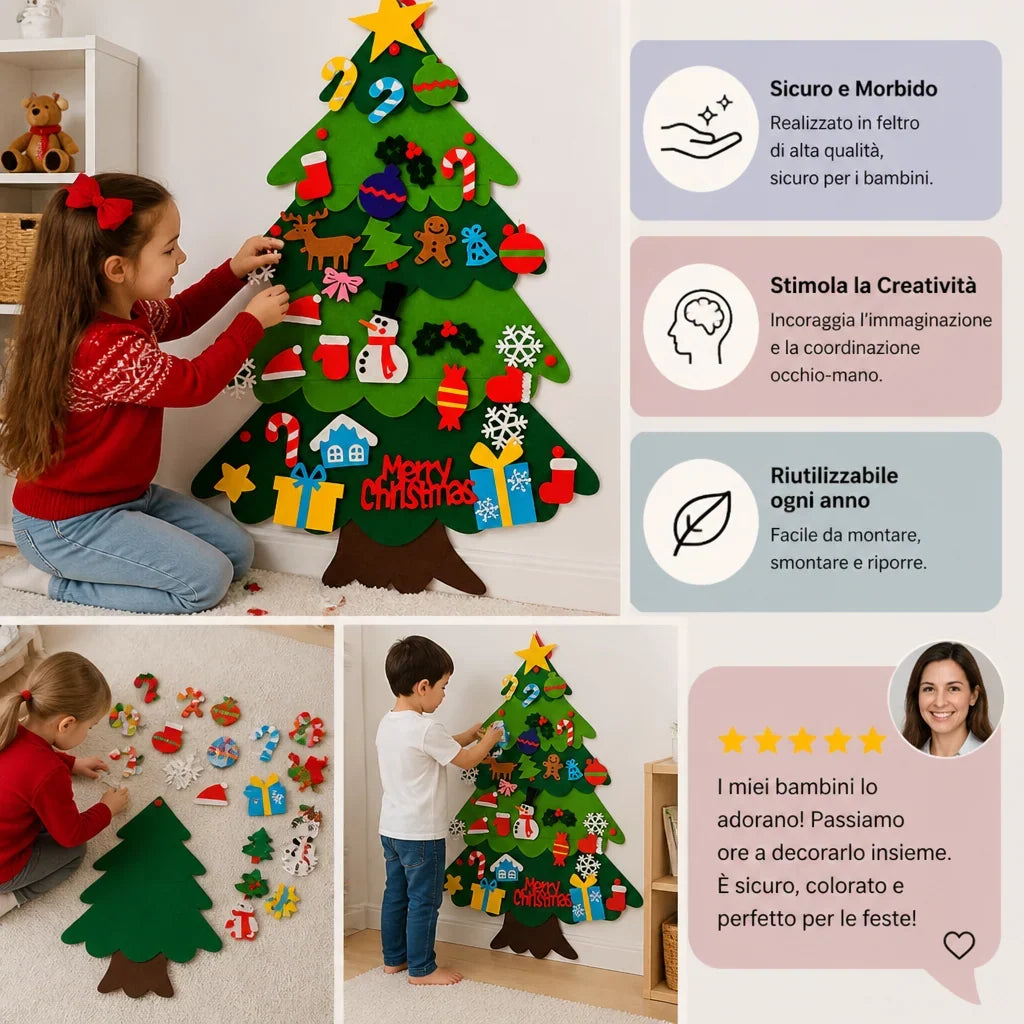 Christmas Tree Decorating Set Felt Repositionable 32-Piece