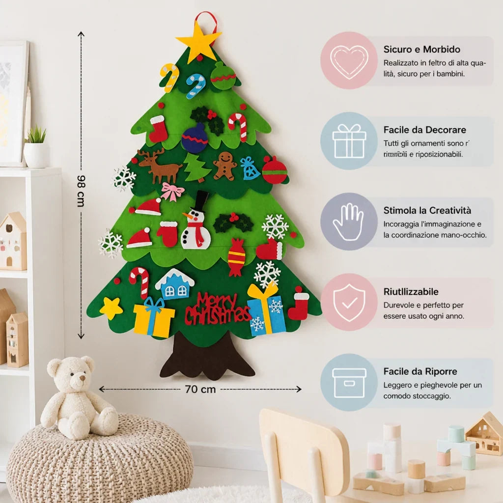 Christmas Tree Decorating Set Felt Repositionable 32-Piece