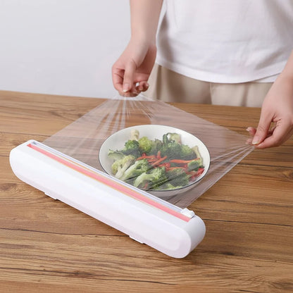 Cling Film Dispenser Integrated Cutter Reusable Design