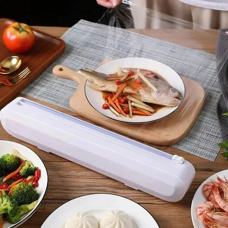 Cling Film Dispenser Integrated Cutter Reusable Design
