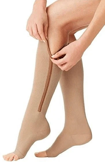 Compression Socks Zip-Up Open-Toe Graduated 20–30 mmHg