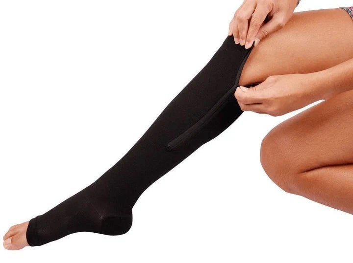 Compression Socks Zip-Up Open-Toe Graduated 20–30 mmHg
