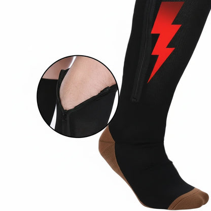 Compression Socks Zip-Up Open-Toe Graduated 20–30 mmHg