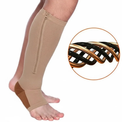 Compression Socks Zip-Up Open-Toe Graduated 20–30 mmHg