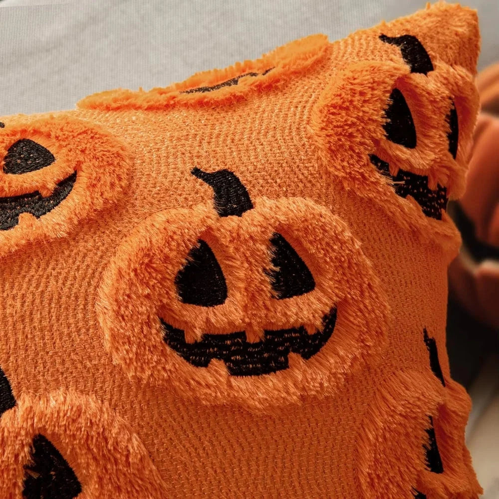 Cushion Cover Pumpkin Print Microfiber Machine Washable