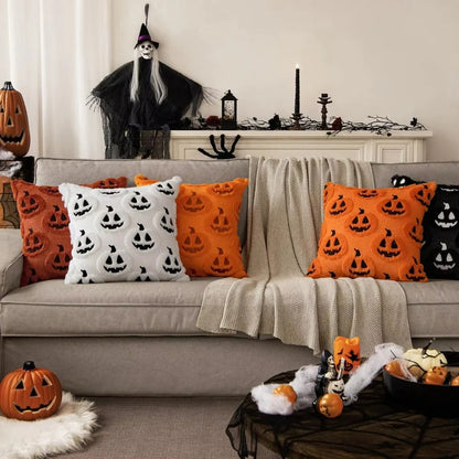 Cushion Cover Pumpkin Print Microfiber Machine Washable