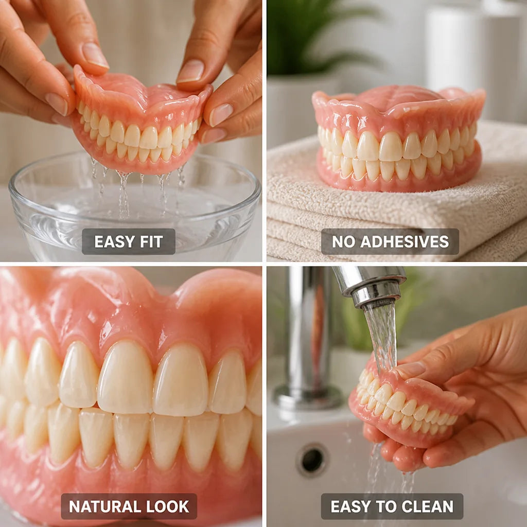 Denture Set Heat-Molded Custom Fit Suction Retention