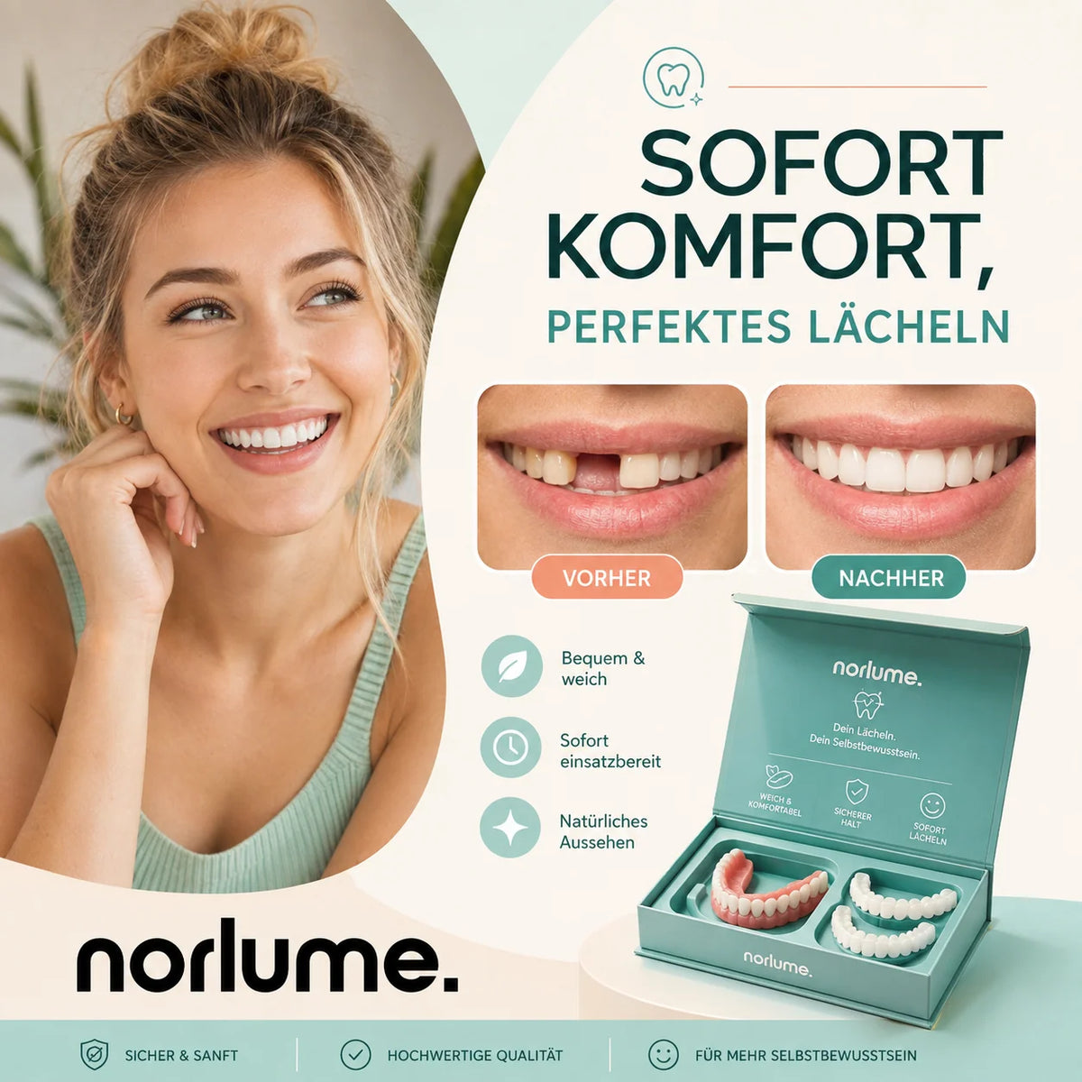 Denture Set Soft Flexible Silicone Reusable