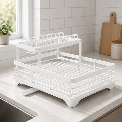 Dish Drying Rack Foldable Stainless Steel Space-Saving