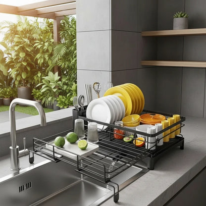Dish Drying Rack Spacious With Integrated Drip Tray