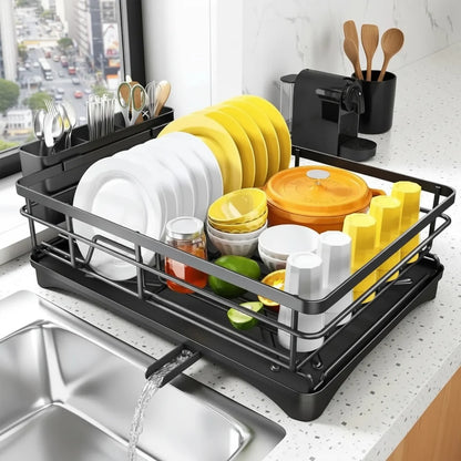 Dish Drying Rack Spacious With Integrated Drip Tray