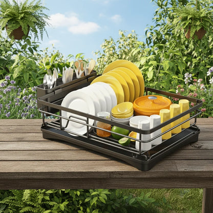 Dish Drying Rack Spacious With Integrated Drip Tray