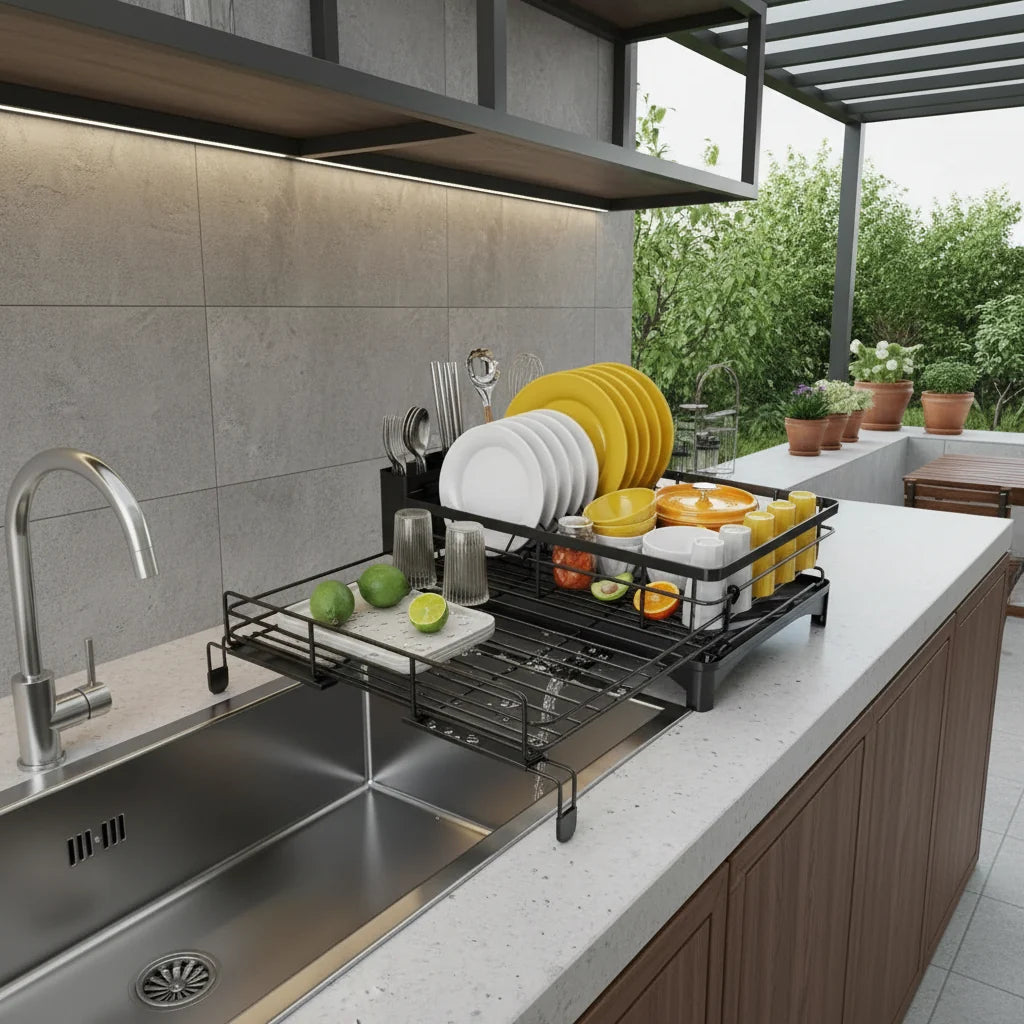 Dish Drying Rack Spacious With Integrated Drip Tray
