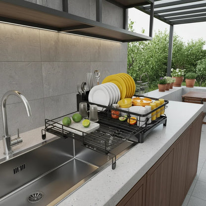 Dish Drying Rack Spacious With Integrated Drip Tray