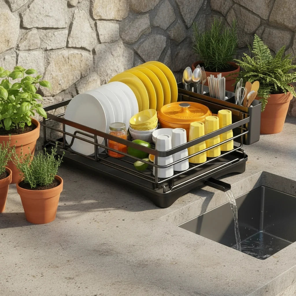 Dish Drying Rack Spacious With Integrated Drip Tray