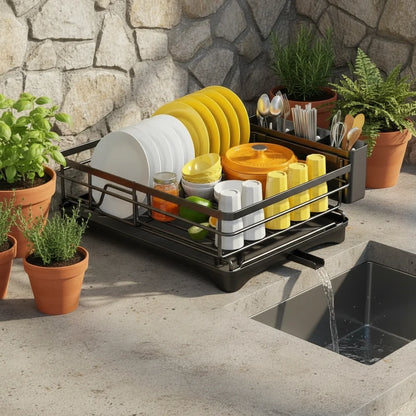 Dish Drying Rack Spacious With Integrated Drip Tray