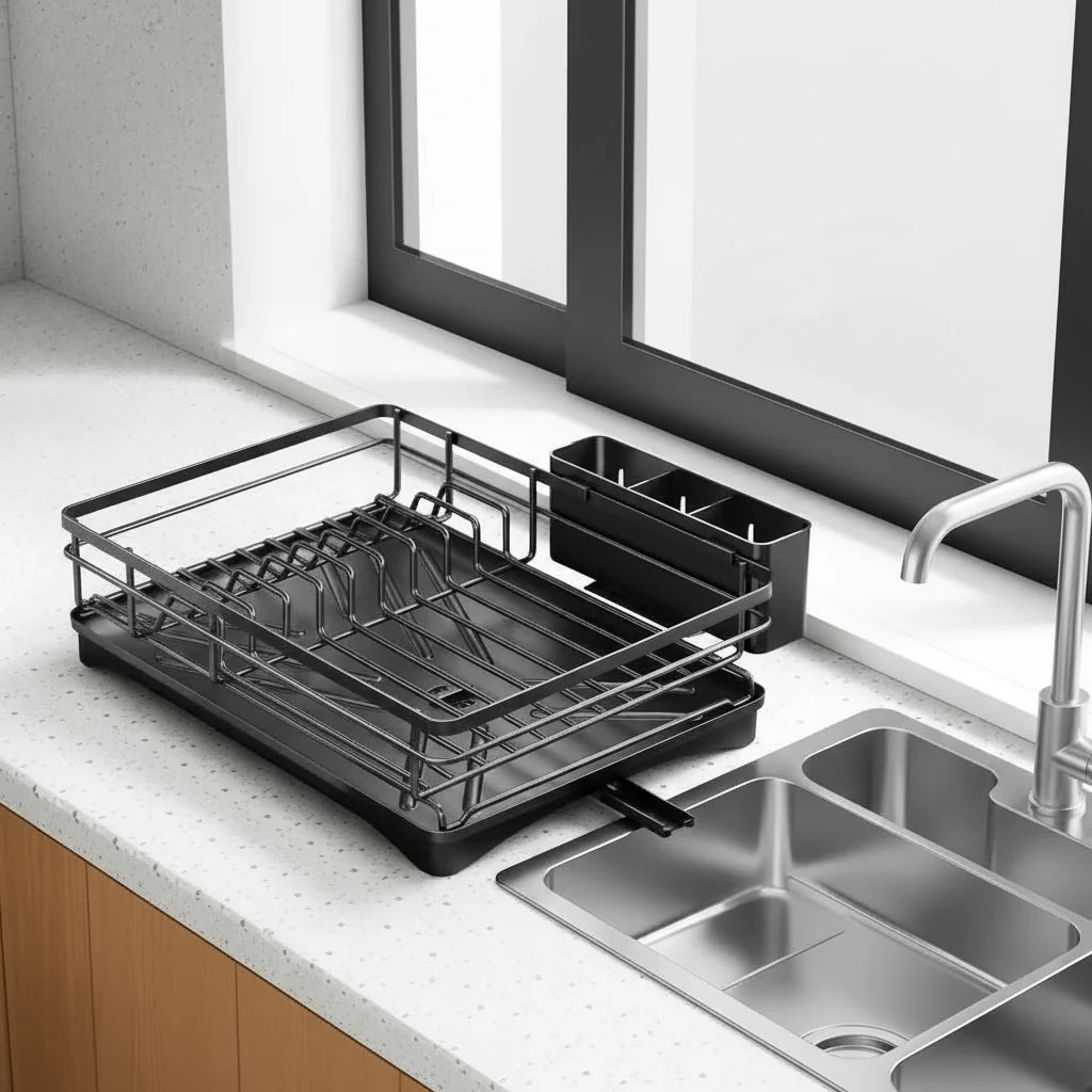 Dish Drying Rack Spacious With Integrated Drip Tray