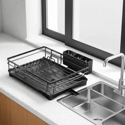 Dish Drying Rack Spacious With Integrated Drip Tray