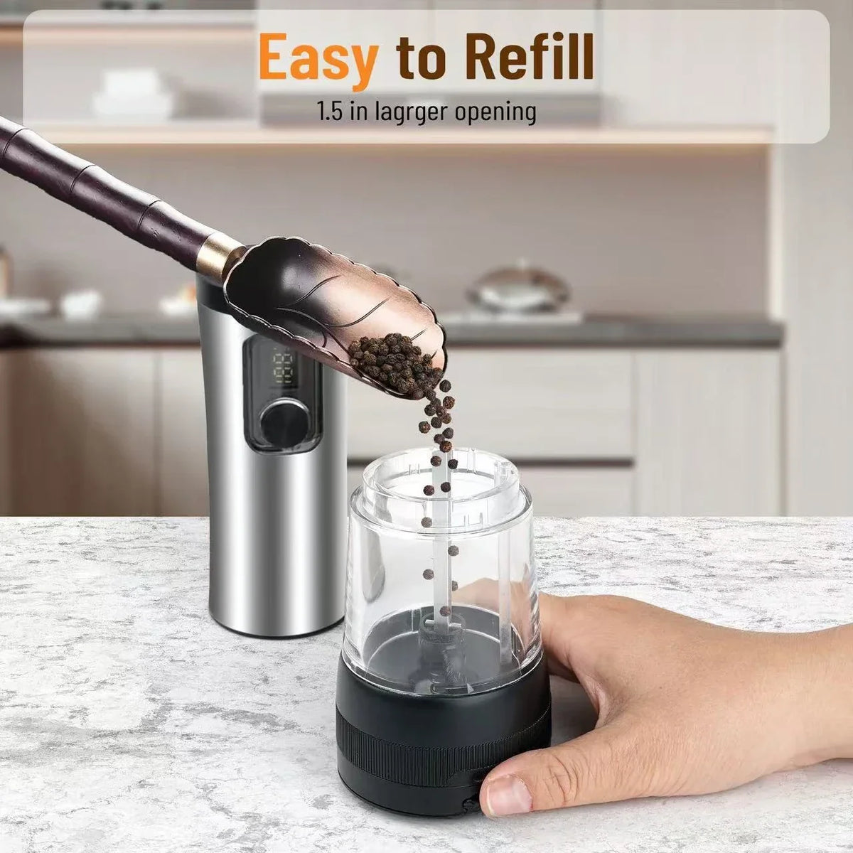 Electric Salt & Pepper Mill Set Rechargeable Adjustable Grind