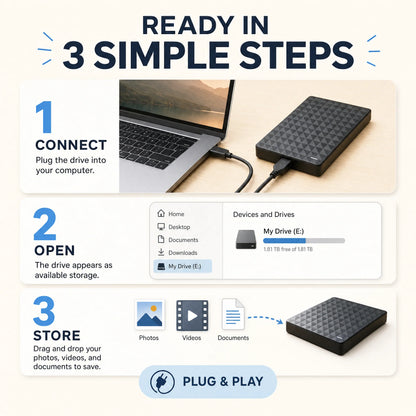 External Hard Drive 10TB USB 3.0 Compact Design