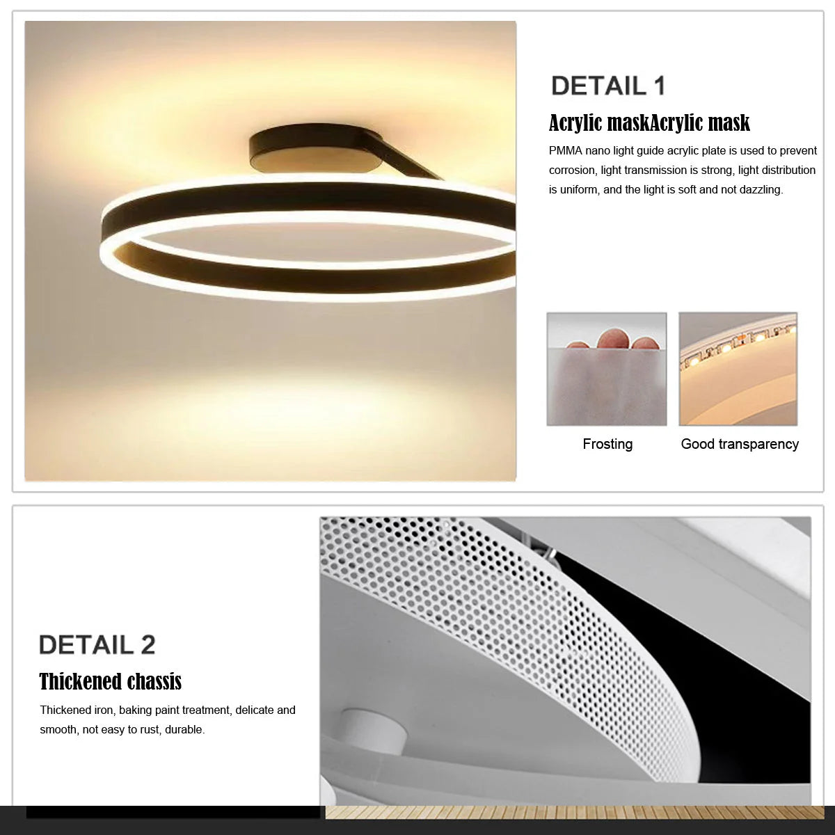 Flush Mount LED Ceiling Light Dimmable Remote Control 3-Color Temperature