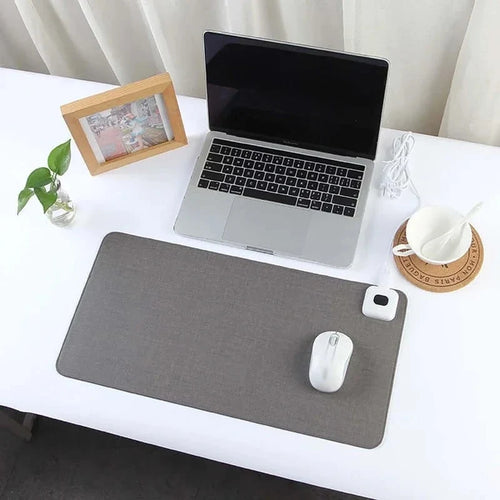 Heated Desk Mat & Mouse Pad Adjustable Temperature Linen-Textured Surface