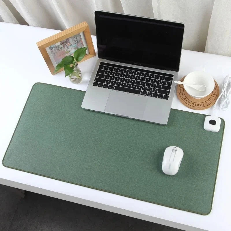 Heated Desk Mat & Mouse Pad Adjustable Temperature Linen-Textured Surface