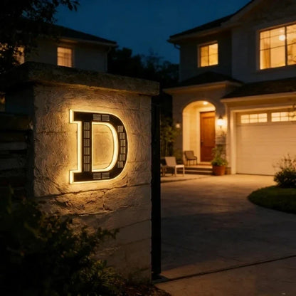 House Number Sign Solar-Powered LED Dusk-to-Dawn Lighting