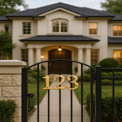 House Number Solid Brass Classic Design Mounting Hardware Included