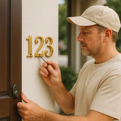 House Number Solid Brass Classic Design Mounting Hardware Included