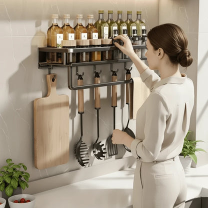 Kitchen Wall Shelf Powder-Coated Steel Space-Saving Storage