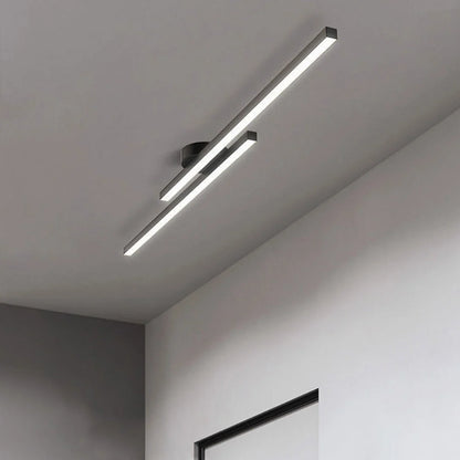 LED Ceiling Light Double Linear Semi-Flush Mount Selectable Light Settings