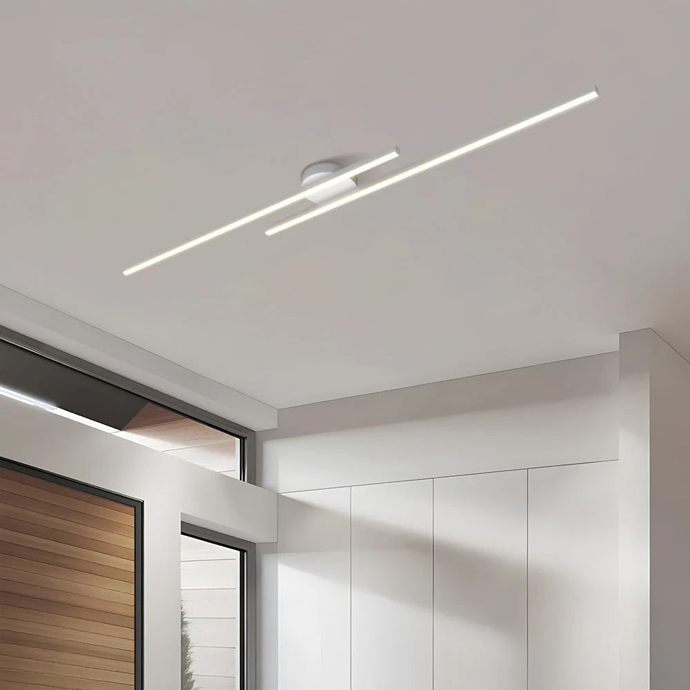 LED Ceiling Light Double Linear Semi-Flush Mount Selectable Light Settings